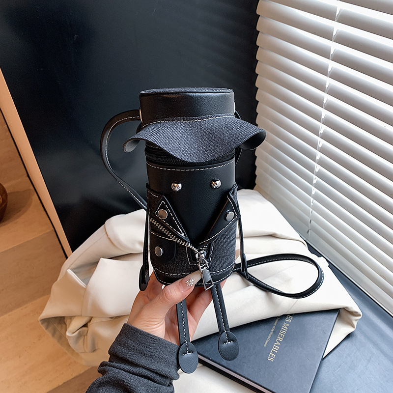 Bucket bag Yuzuo, cilindrična PU torba s retro naglaskom, poklopcem i džepom za telefon – ljeto 2025