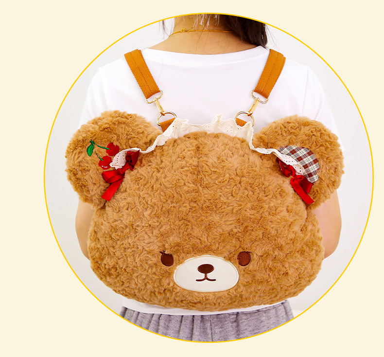 Плюшена чантичка през рамо с котешка кукла, пълнеж PP памук, плюш с козина на зайче, унисекс, налична персонализация