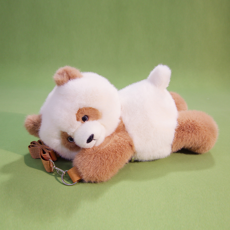 Плюшена чантичка през рамо с котешка кукла, пълнеж PP памук, плюш с козина на зайче, унисекс, налична персонализация