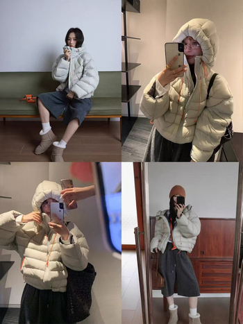 Пухено яке с пух от бяла патка, съдържание на пух 90% и повече, найлонова материя, свободна кройка, стояща яка