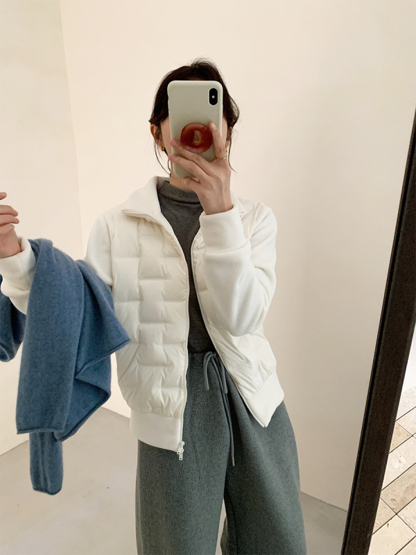 Дамско пухено яке с поларена материя, цип, стоящ яка, пълнеж от патешки пух 85–90%, дебело, дълги ръкави