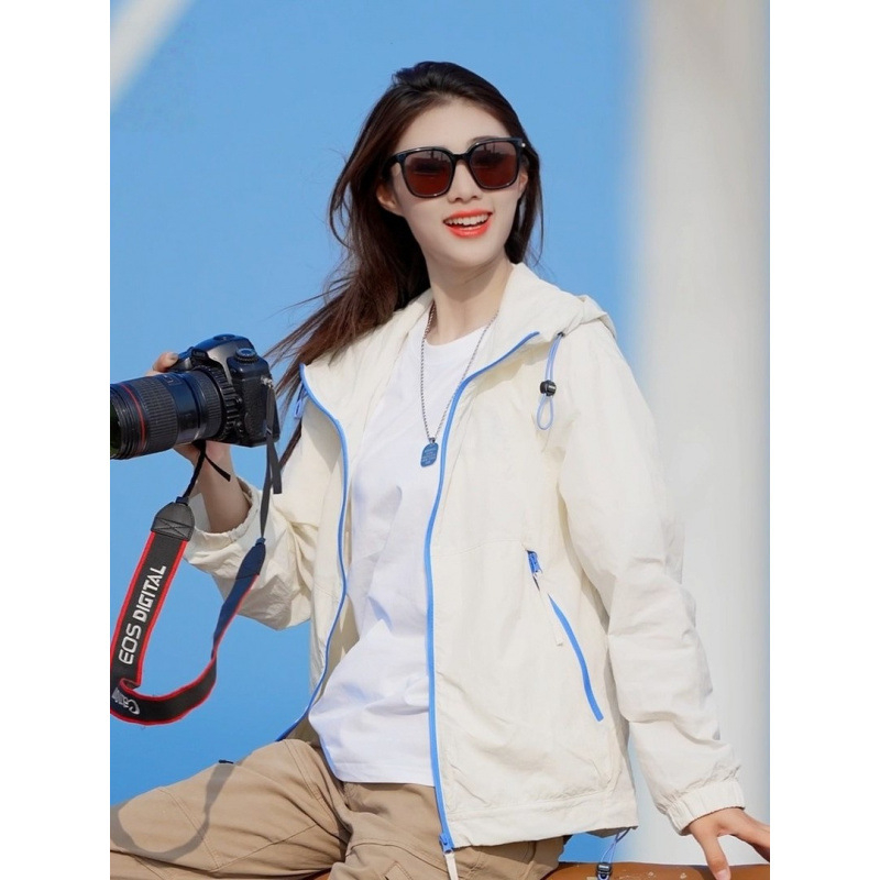 Unisex καλοκαιρινό αντιανεμικό μπουφάν (Νάιλον, Κουκούλα, UPF50+, Μοντέλο F501)