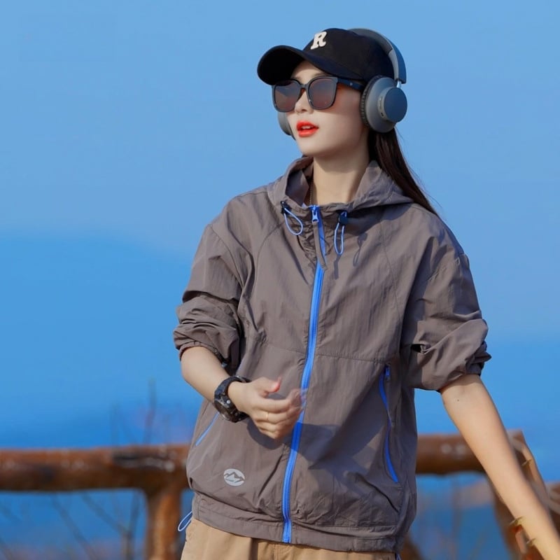 Unisex καλοκαιρινό αντιανεμικό μπουφάν (Νάιλον, Κουκούλα, UPF50+, Μοντέλο F501)