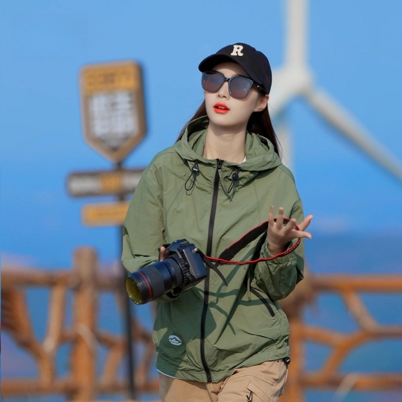 Unisex καλοκαιρινό αντιανεμικό μπουφάν (Νάιλον, Κουκούλα, UPF50+, Μοντέλο F501)