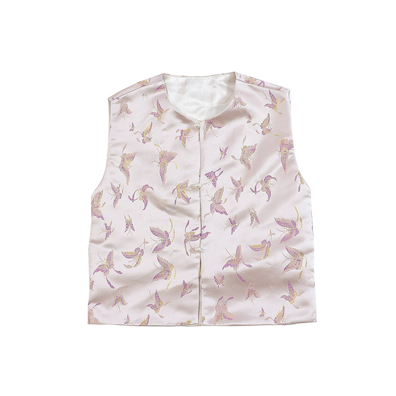 Παιδικό γιλέκο σε νέο κινεζικό στυλ με αντίγραφο Song brocade και κουμπωτό σχέδιο, για ηλικίες 3–8 ετών.