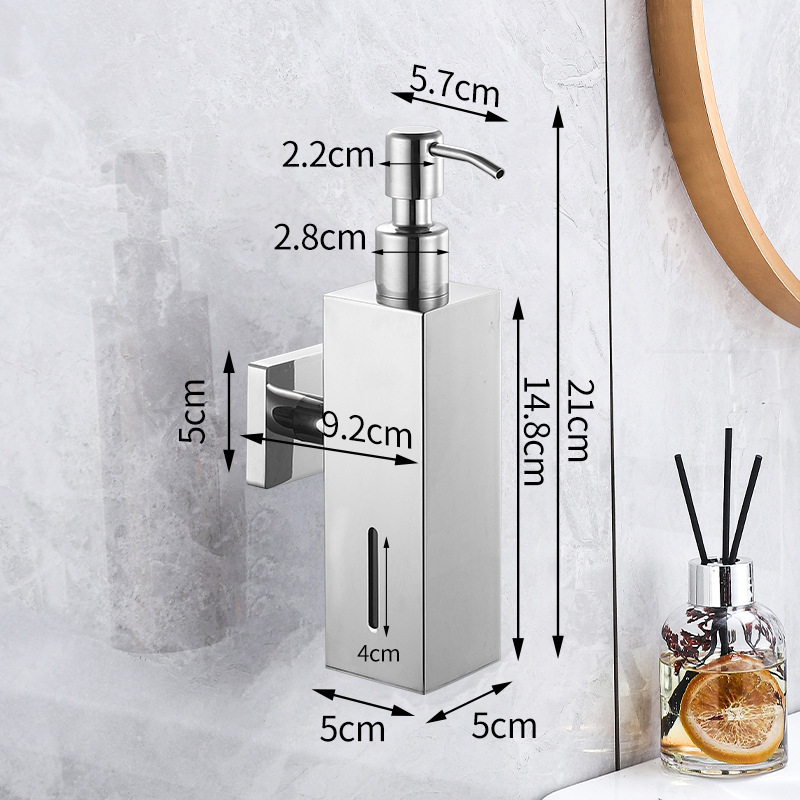 Dispenzer za tekućinu od nehrđajućeg čelika 304, zidni, ručni pritisak, moderan minimalistički stil, model 9370