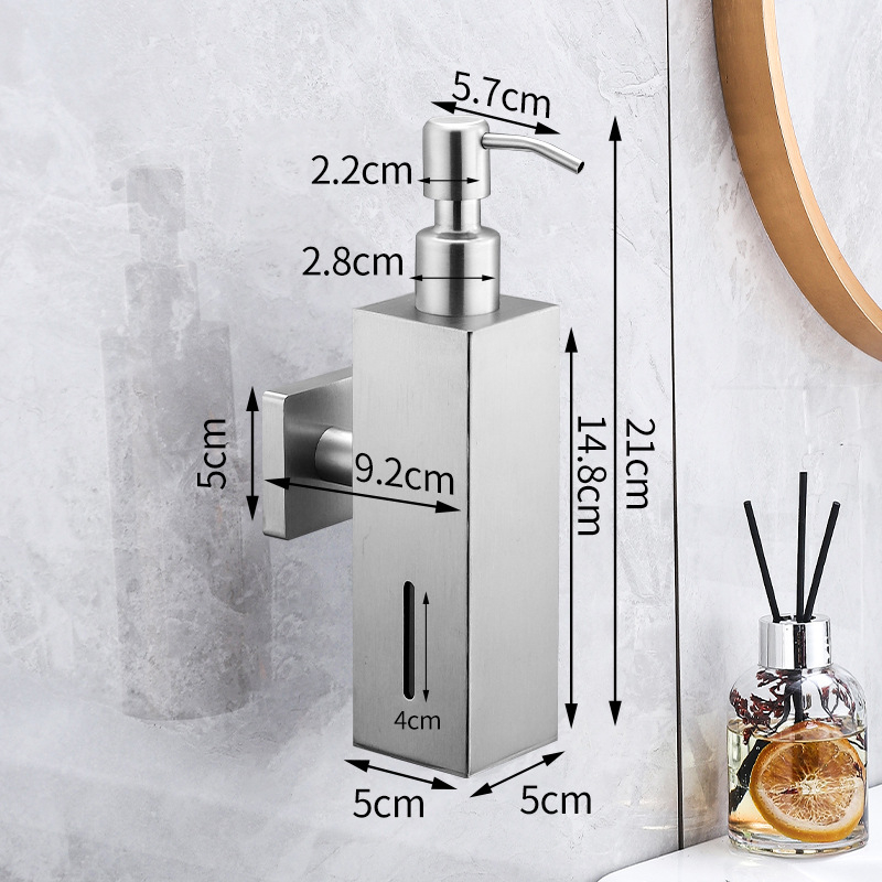 Dispenzer za tekućinu od nehrđajućeg čelika 304, zidni, ručni pritisak, moderan minimalistički stil, model 9370