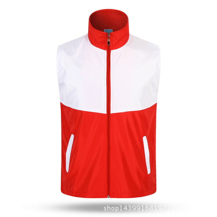 Önkéntes mellény nyomtatott logóval és mintázat-egyeztetéssel, koreai stílusú kardigán, cipzáras lezárás, négy évszakra alkalmas, poliészter-keverék anyag