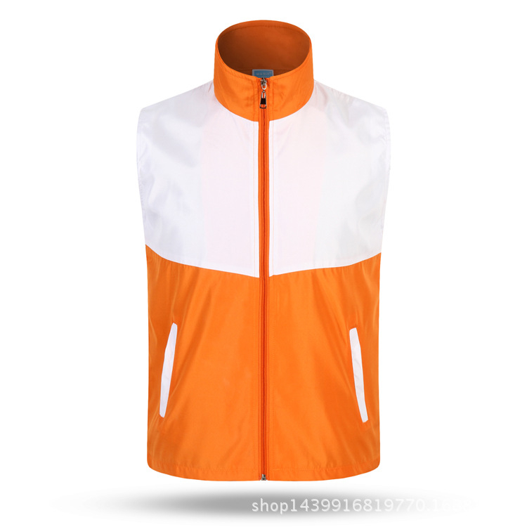 Önkéntes mellény nyomtatott logóval és mintázat-egyeztetéssel, koreai stílusú kardigán, cipzáras lezárás, négy évszakra alkalmas, poliészter-keverék anyag