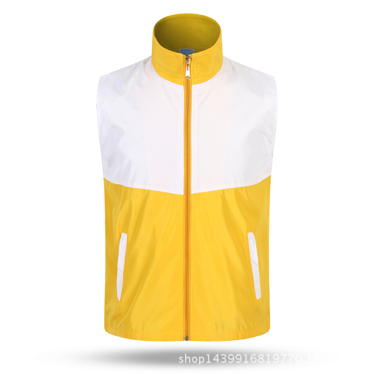 Önkéntes mellény nyomtatott logóval és mintázat-egyeztetéssel, koreai stílusú kardigán, cipzáras lezárás, négy évszakra alkalmas, poliészter-keverék anyag