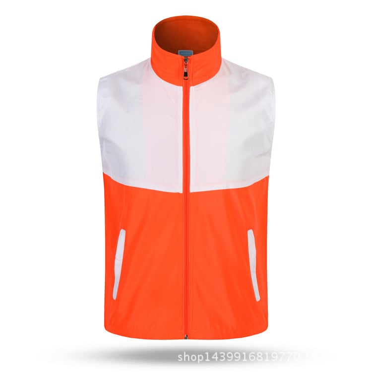 Önkéntes mellény nyomtatott logóval és mintázat-egyeztetéssel, koreai stílusú kardigán, cipzáras lezárás, négy évszakra alkalmas, poliészter-keverék anyag