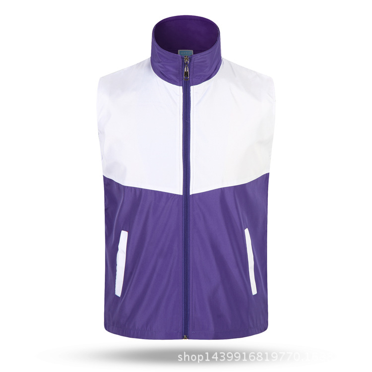 Önkéntes mellény nyomtatott logóval és mintázat-egyeztetéssel, koreai stílusú kardigán, cipzáras lezárás, négy évszakra alkalmas, poliészter-keverék anyag