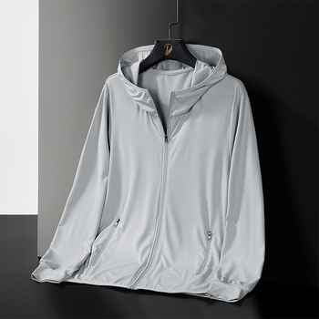 Unisex kapuljača jakna za zaštitu od sunca, prozračna Ice Silk tkanina, mješavina poliestera 88%, zatvarač, širok kroj
