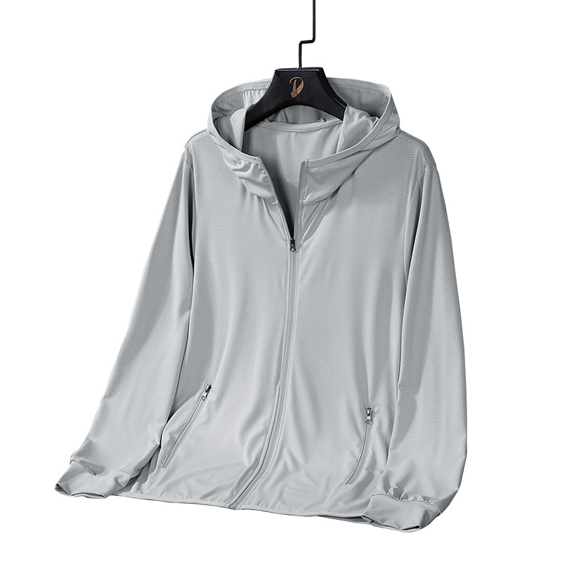 Unisex kapuljača jakna za zaštitu od sunca, prozračna Ice Silk tkanina, mješavina poliestera 88%, zatvarač, širok kroj