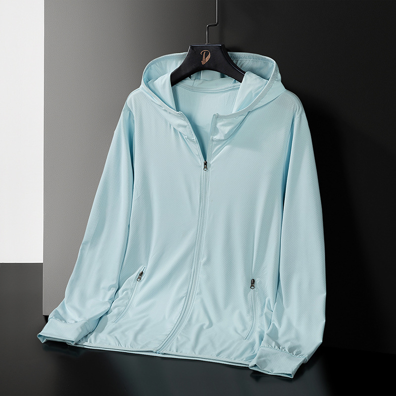 Unisex kapuljača jakna za zaštitu od sunca, prozračna Ice Silk tkanina, mješavina poliestera 88%, zatvarač, širok kroj
