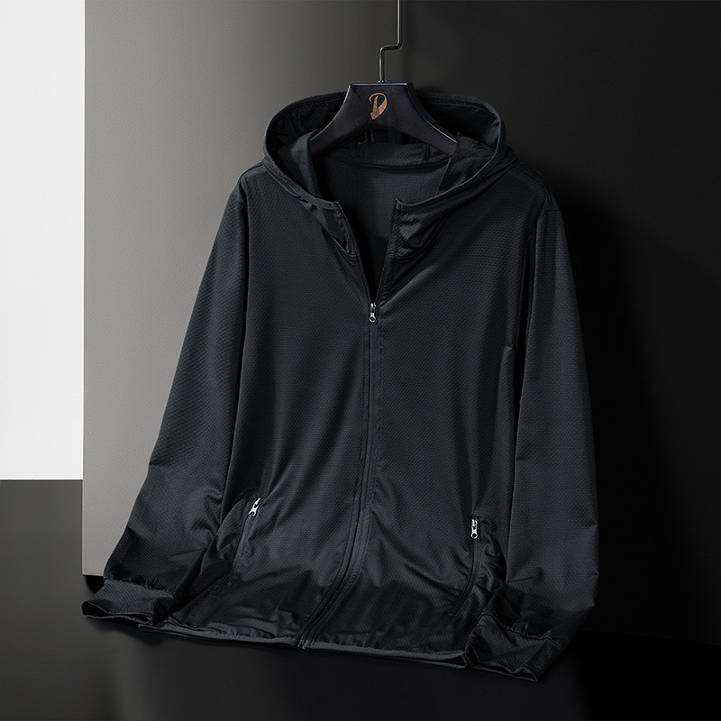 Unisex kapuljača jakna za zaštitu od sunca, prozračna Ice Silk tkanina, mješavina poliestera 88%, zatvarač, širok kroj