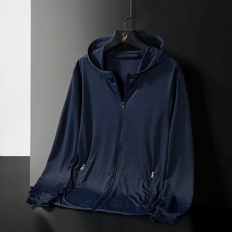 Unisex kapuljača jakna za zaštitu od sunca, prozračna Ice Silk tkanina, mješavina poliestera 88%, zatvarač, širok kroj