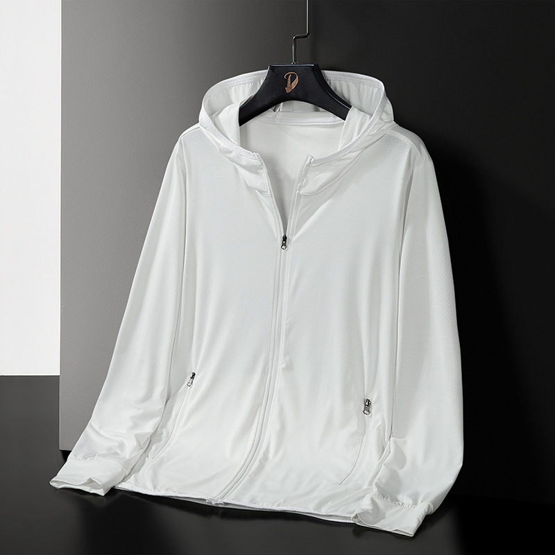 Unisex kapuljača jakna za zaštitu od sunca, prozračna Ice Silk tkanina, mješavina poliestera 88%, zatvarač, širok kroj