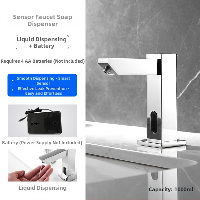 Dozator automat de săpun, design tip robinet, de birou, săpun spumant/lichid, din cupru, finisaj periat