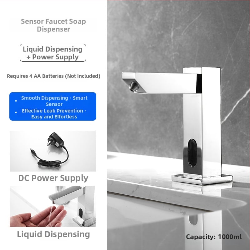 Dozator automat de săpun, design tip robinet, de birou, săpun spumant/lichid, din cupru, finisaj periat