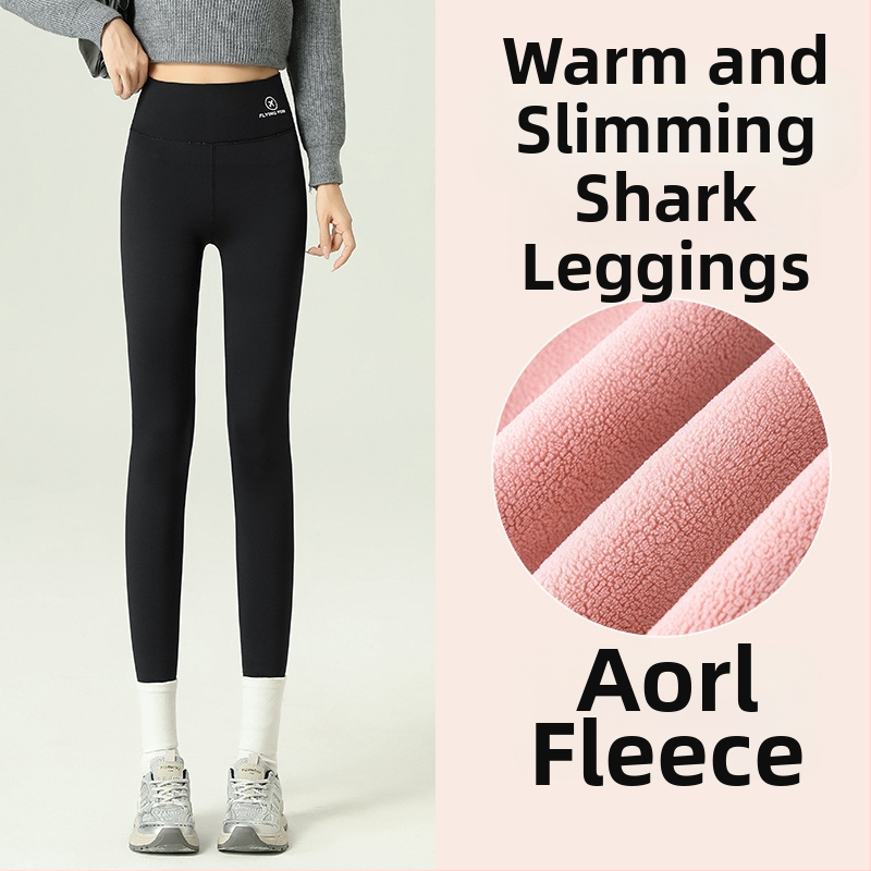 Ženske tajice s flis podstavom, visokim strukom, 3/4 dužine, nylon sharkskin materijal, debeli, visoka elastičnost, joga hlače.