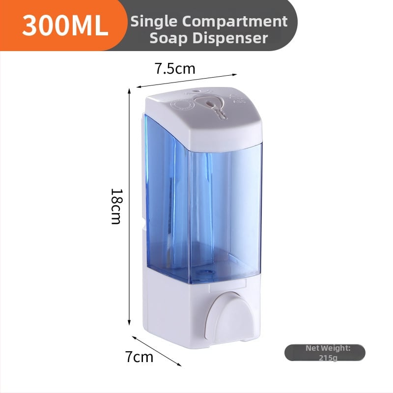 Dispenser manual de săpun ABS, capacitate 300/500 ml, acționare prin apăsare, turnare prin injecție, stil modern