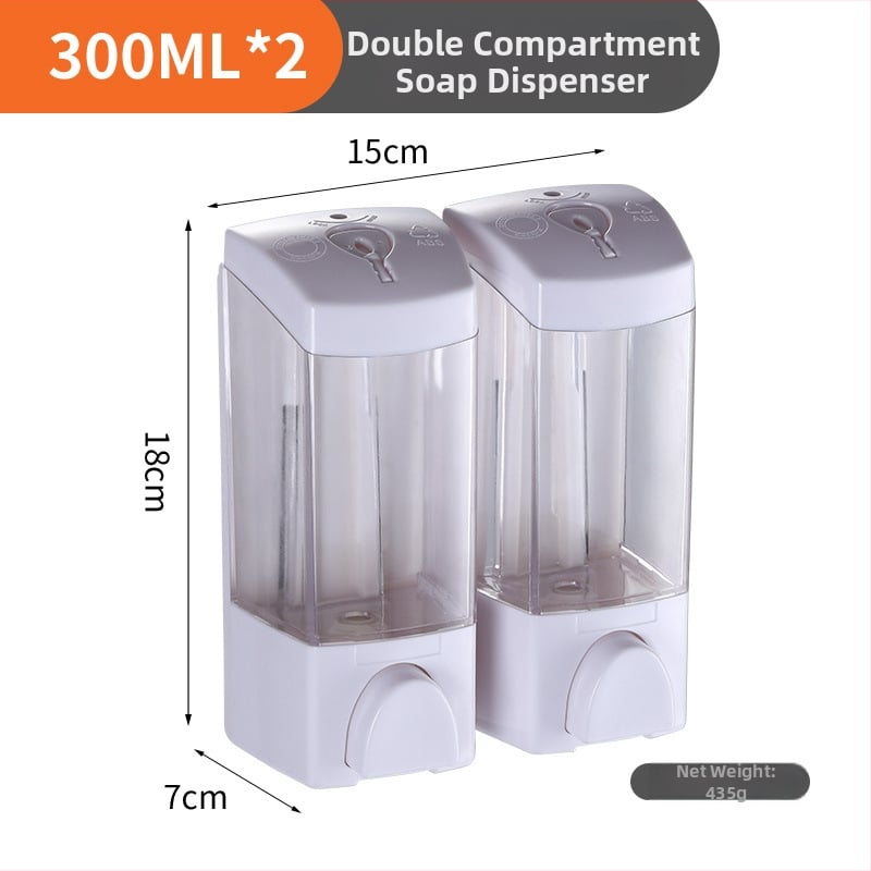 Dispenser manual de săpun ABS, capacitate 300/500 ml, acționare prin apăsare, turnare prin injecție, stil modern