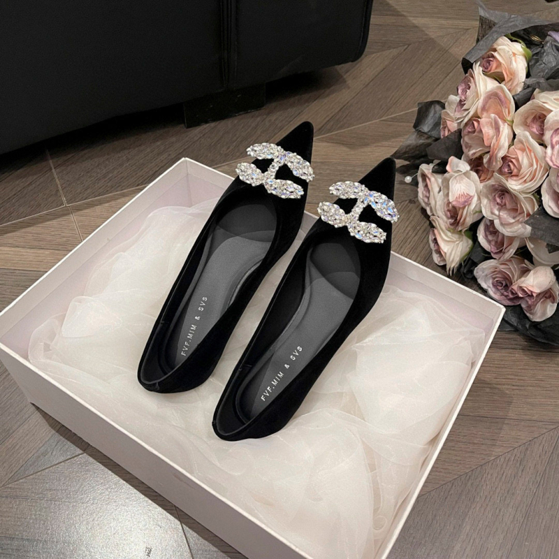 Mule pentru femei cu vârf ascuțit — partea superioară din nabuk, toc gros, slip-on, căptușeală din microfibră, talpă din cauciuc