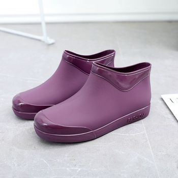 Cizme de ploaie pentru femei din PVC, talie joasă, toc plat, uni, vară 2025