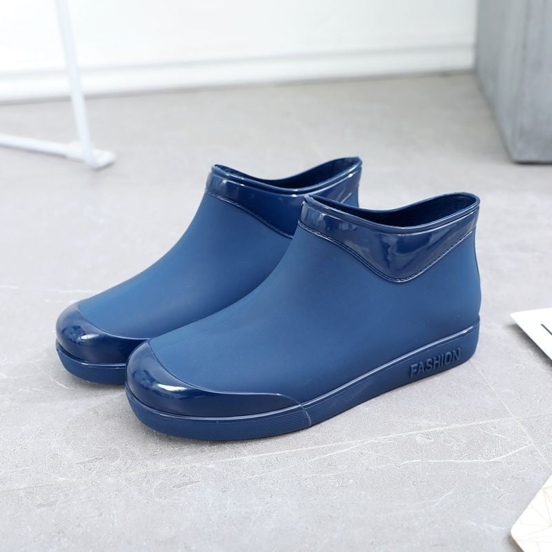 Cizme de ploaie pentru femei din PVC, talie joasă, toc plat, uni, vară 2025