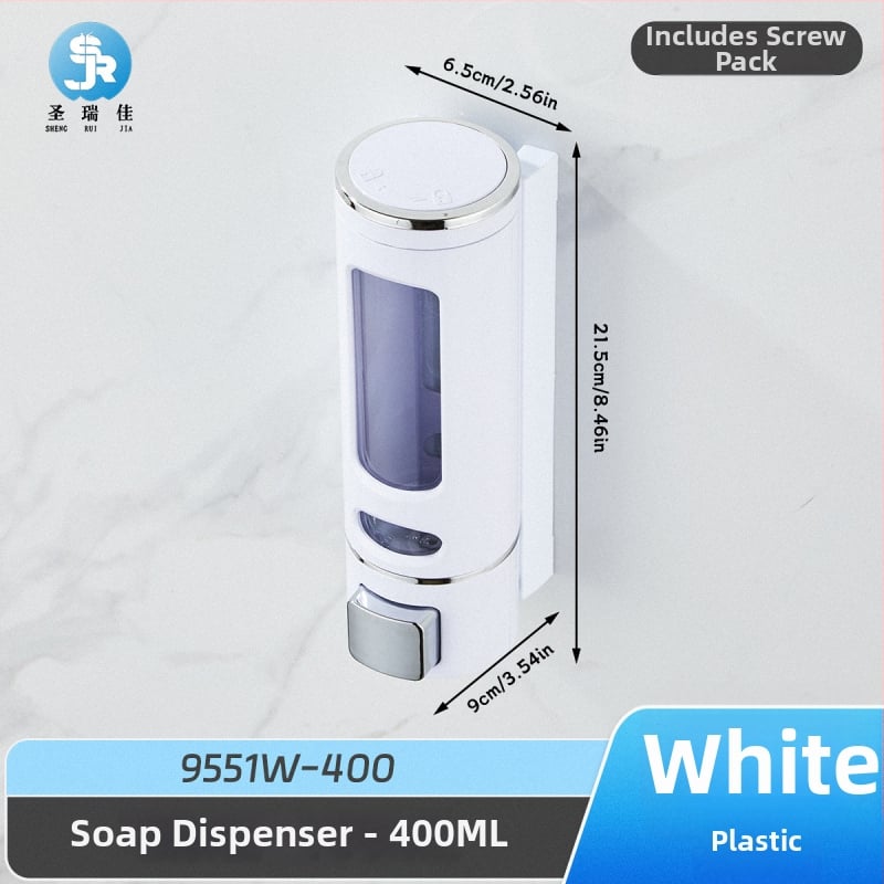 Dozator de săpun lichid, montat pe perete, acționare manuală; material: plastic; stil minimalist; marcă Sheng Ruijia; model 9551