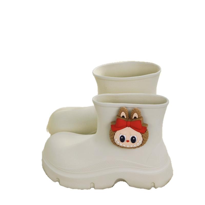 Cizme de ploaie pentru femei din EVA, până la jumătatea gambei, cu închidere pull-on, toc mic 1–3 cm, model Cartoon Paradise