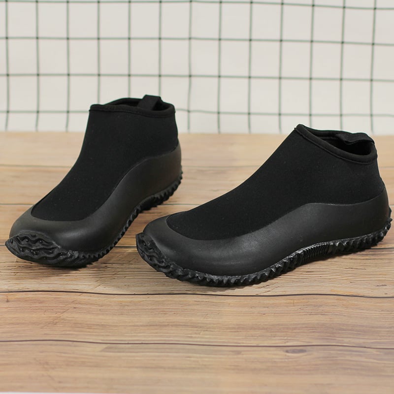 Gumi esőcsizmák – alacsony profil, lapos sarok, egész éves használatra, uniszex, felső rész: gumi és neoprenhab