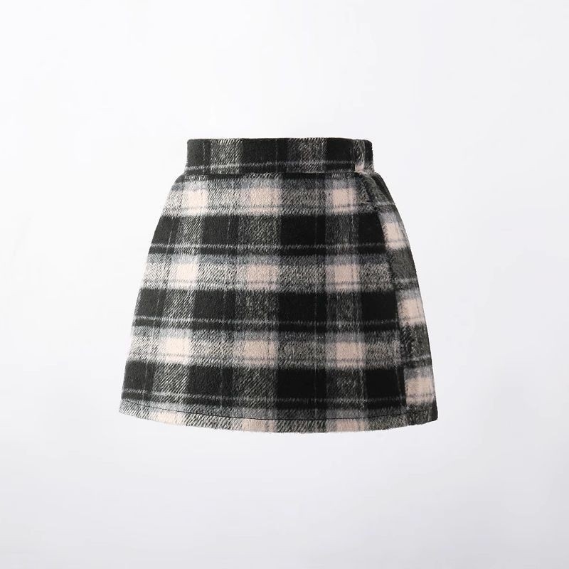 Fustă pentru fete din lână, carouri, croială A-line, pentru vârsta 3–8 ani, toamnă 2025