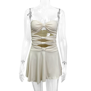 Haljina s tube topom, A-linija suknja, bez rukava, visokim strukom, Milk Silk materijal uz do 30% Spandex