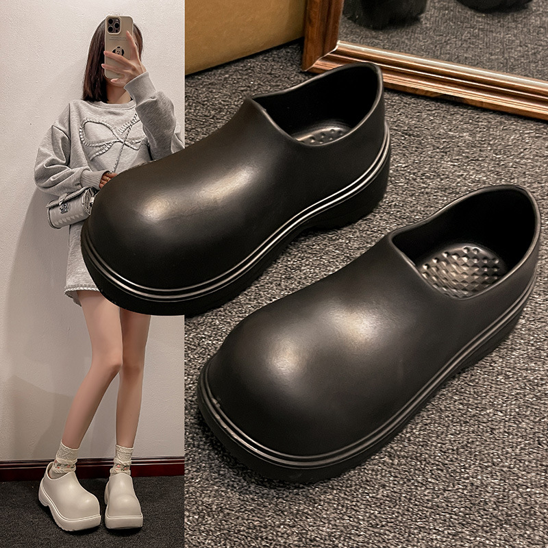 Unisex EVA esőcsizmák felnőtteknek, alacsony szár, vastag talp, 3–5 cm sarok, minden évszak