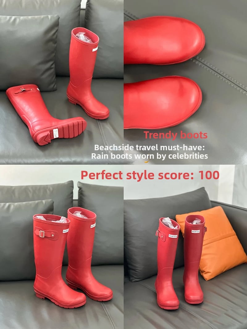 Női esőcsizma PVC felsőrész, magas szár, alacsony sarka 1–3 cm, egyszínű, városi elegáns viselet