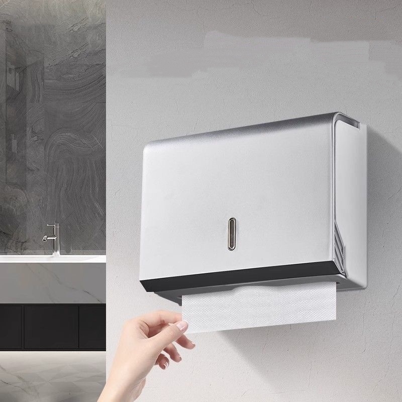 Zidni držač toaletnog papira s plastičnom kutijom za maramice, bez rupa, kompatibilan s maramicama koje se izvlače, moderan minimalistički stil, višefunkcionalan