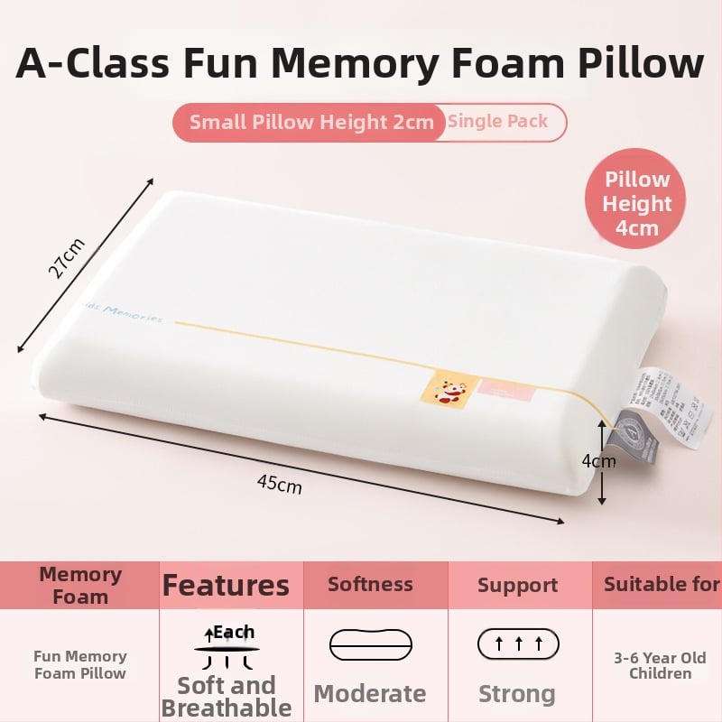 Μαξιλάρι μνήμης από πολυεστέρα για παιδιά 3–6+, όλο το έτος, στήριξη αυχένα, ορθογώνιο σχήμα, ύψος πυρήνα 5–10 εκ, πολυεστερική κάλυψη