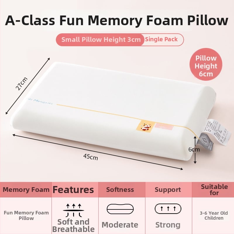 Μαξιλάρι μνήμης από πολυεστέρα για παιδιά 3–6+, όλο το έτος, στήριξη αυχένα, ορθογώνιο σχήμα, ύψος πυρήνα 5–10 εκ, πολυεστερική κάλυψη