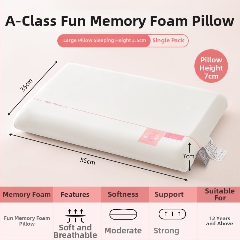 Μαξιλάρι μνήμης από πολυεστέρα για παιδιά 3–6+, όλο το έτος, στήριξη αυχένα, ορθογώνιο σχήμα, ύψος πυρήνα 5–10 εκ, πολυεστερική κάλυψη