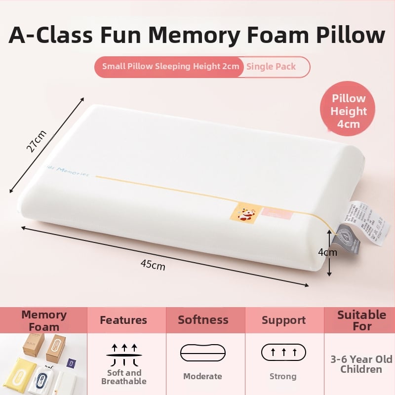Μαξιλάρι μνήμης από πολυεστέρα για παιδιά 3–6+, όλο το έτος, στήριξη αυχένα, ορθογώνιο σχήμα, ύψος πυρήνα 5–10 εκ, πολυεστερική κάλυψη