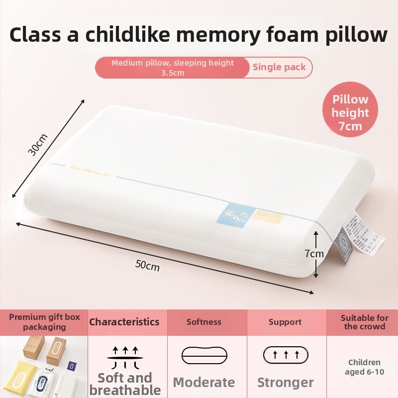 Μαξιλάρι μνήμης από πολυεστέρα για παιδιά 3–6+, όλο το έτος, στήριξη αυχένα, ορθογώνιο σχήμα, ύψος πυρήνα 5–10 εκ, πολυεστερική κάλυψη