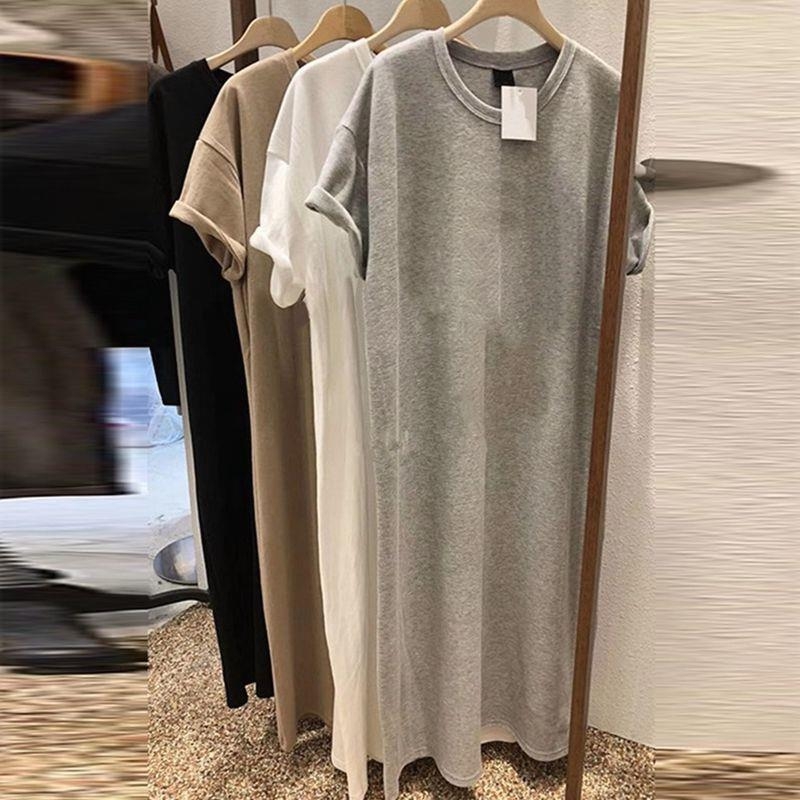 Haljina A-linije, srednje duljine, okrugli izrez, kratki rukavi, pamukasto-sintetički materijal s udjelom poliestera manje od 30%