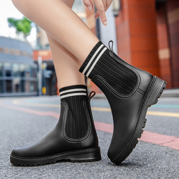 Női esőcsizmák PVC felsőrésszel, középhosszú, vízálló, csúszásmentes, kopásálló