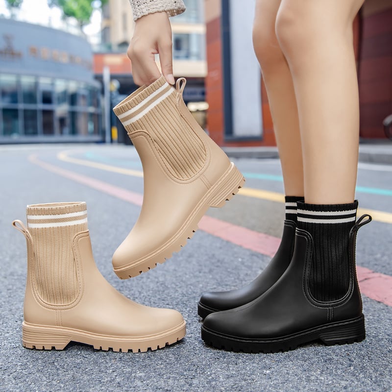 Női esőcsizmák PVC felsőrésszel, középhosszú, vízálló, csúszásmentes, kopásálló