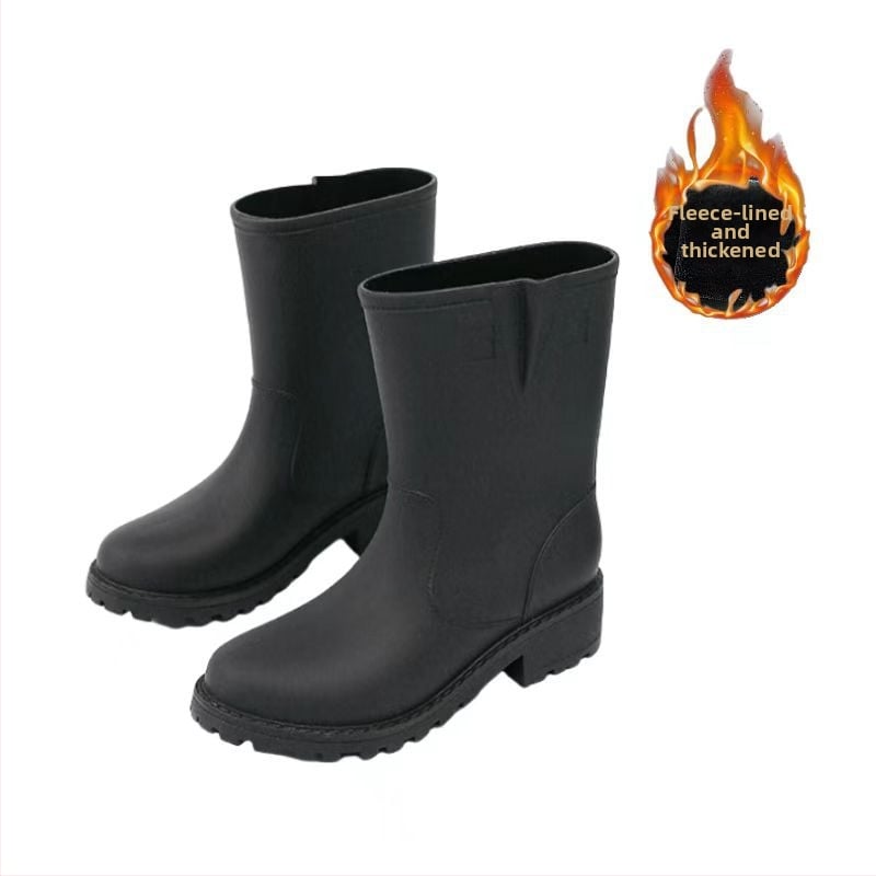 Női esőcsizmák, PVC felsőrész, középtok magasság, vastagított talp, vízálló, 3-5 cm sarok