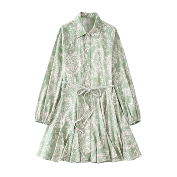 Mini haljina s dugim rukavima, otisak, poliester materijal, street hipster stil