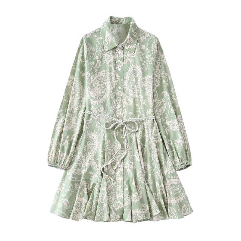 Mini haljina s dugim rukavima, otisak, poliester materijal, street hipster stil