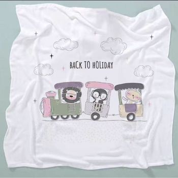 Бебешка кърпа за баня от бамбук памук-марля, двойнослойна, с карикатурен принт, тегло 200–300 г, прежда 40, персонализируема